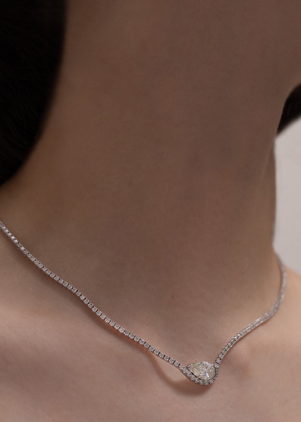 Pear Diamond Trace Eternity Necklace