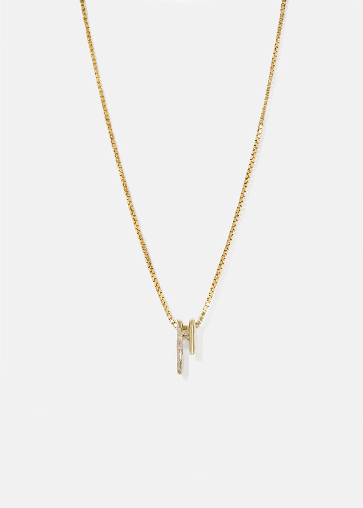 Mono Pendant Necklace - Half Baguette Diamonds