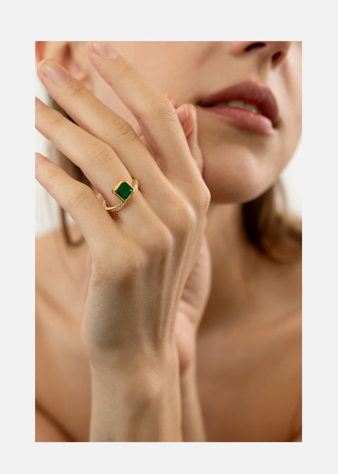 Floating Asscher Emerald Ring