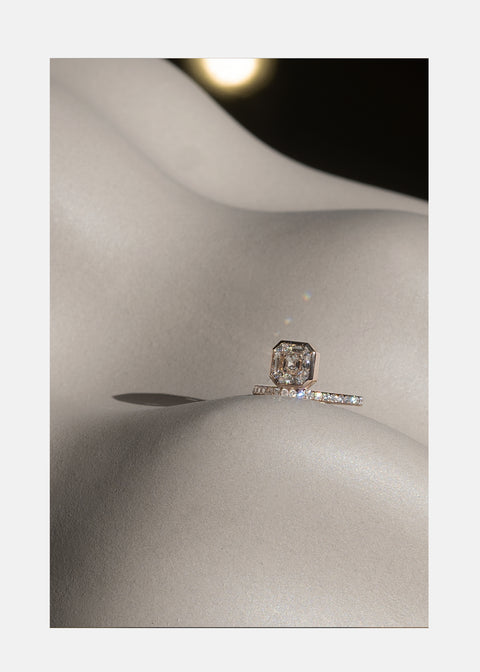 Floating Asscher Diamond Ring