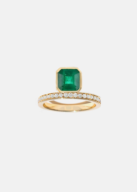 Floating Asscher Emerald Ring