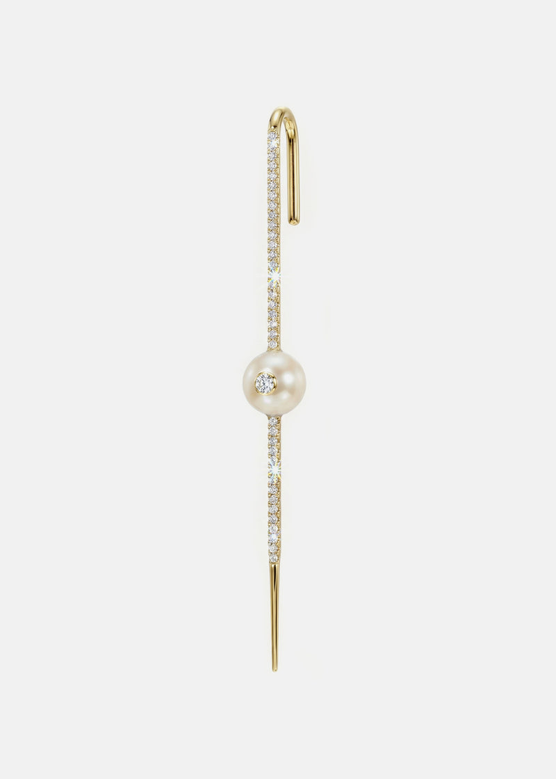 Floating Pearl Pavé Ear Pin