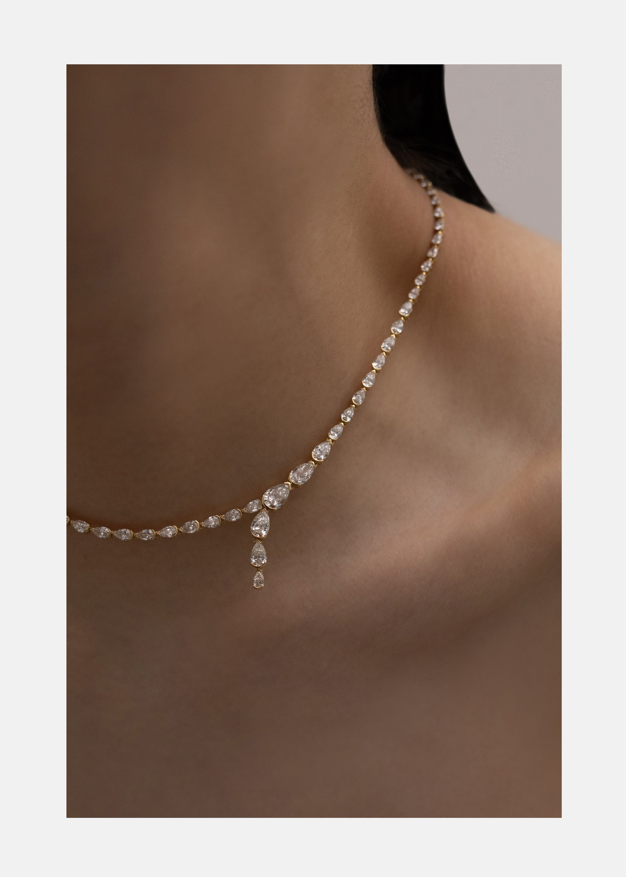 Pear Serif Eternity Necklace