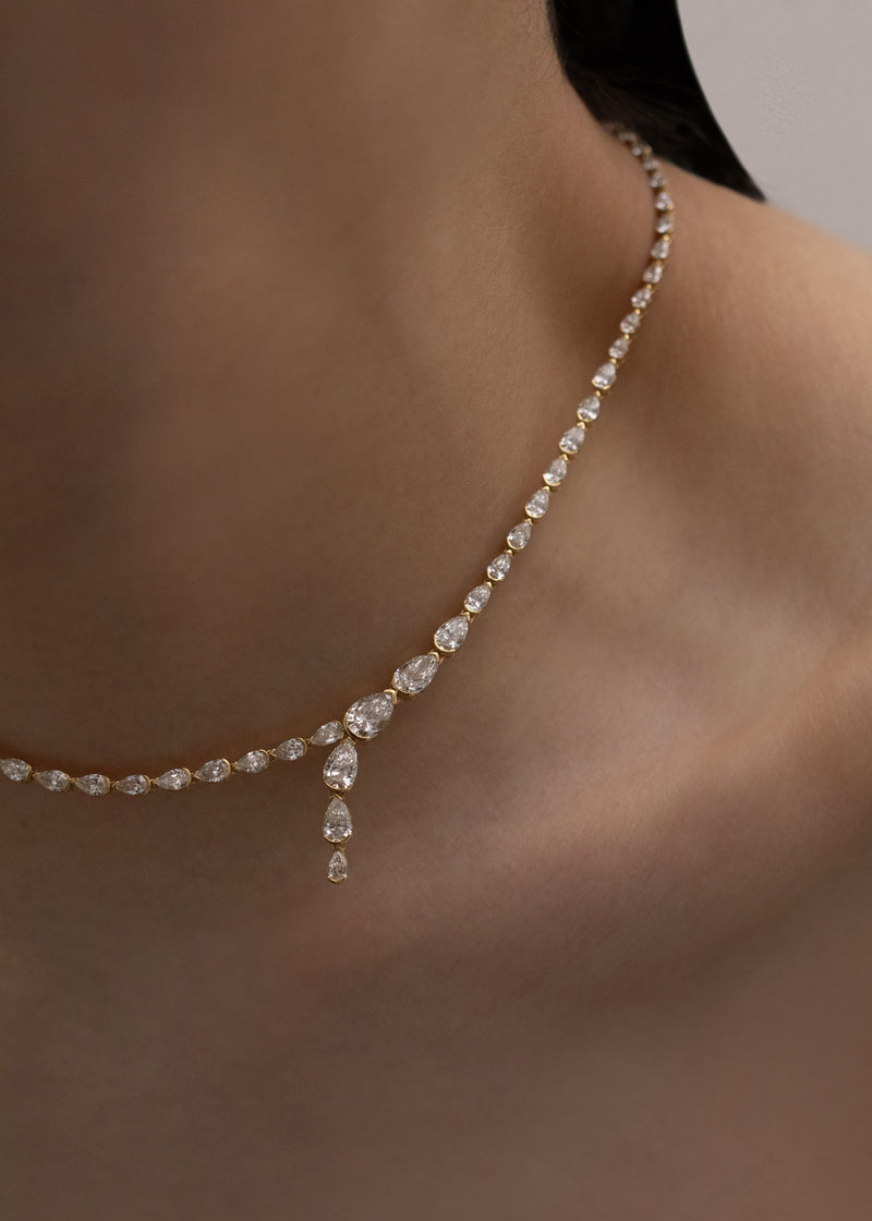 Pear Serif Eternity Necklace