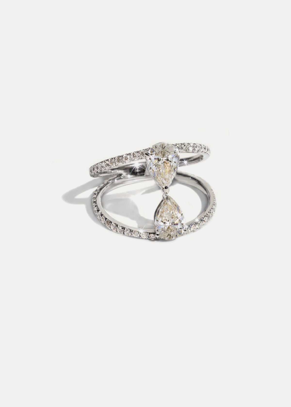 Duét Pear Pavé Ring