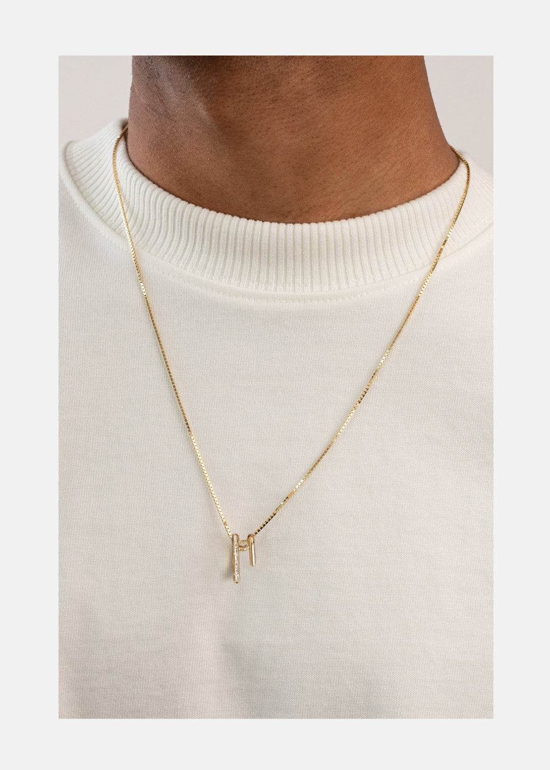 Mono Pendant Necklace - Half Baguette Diamonds