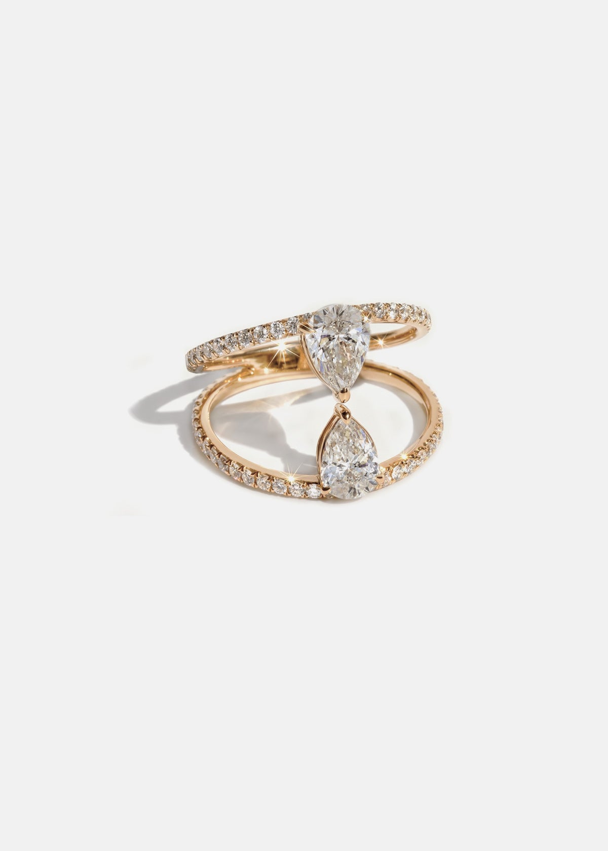 Duét Pear Pavé Ring