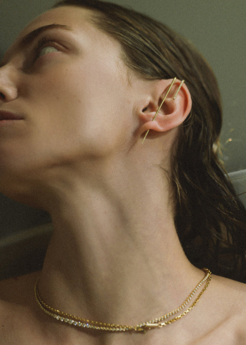 Mono Half Pavé Ear Pin