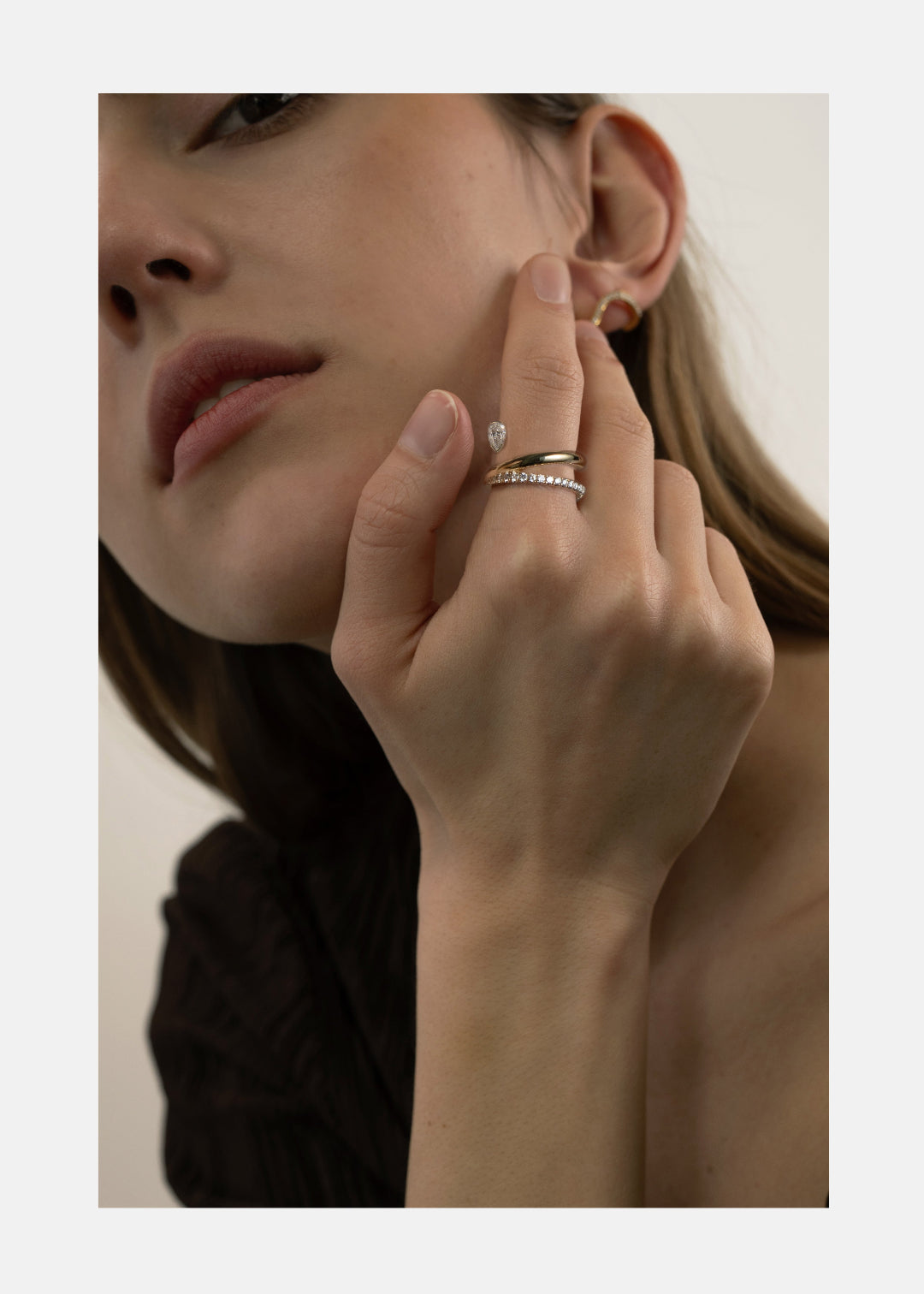Pear Crescendo Double Flare Ring