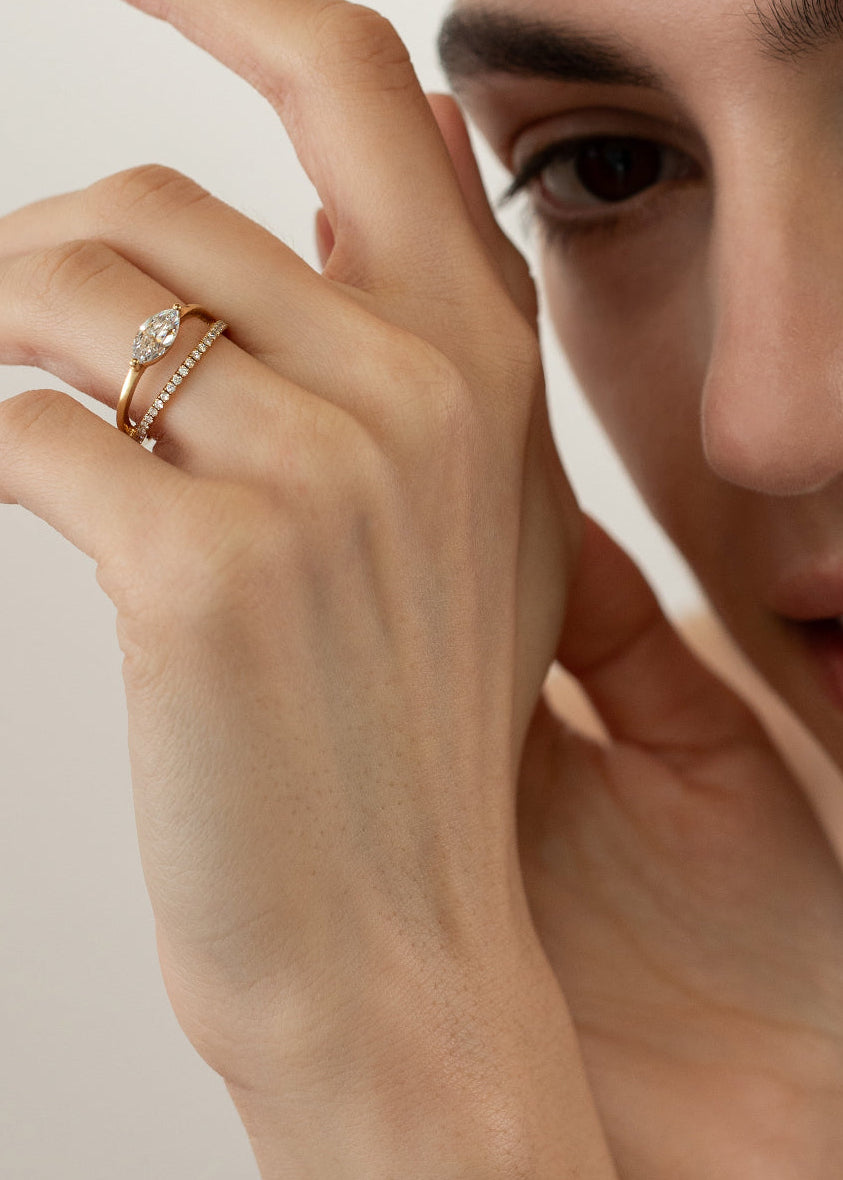 Marquise Sunset Pavé Ring