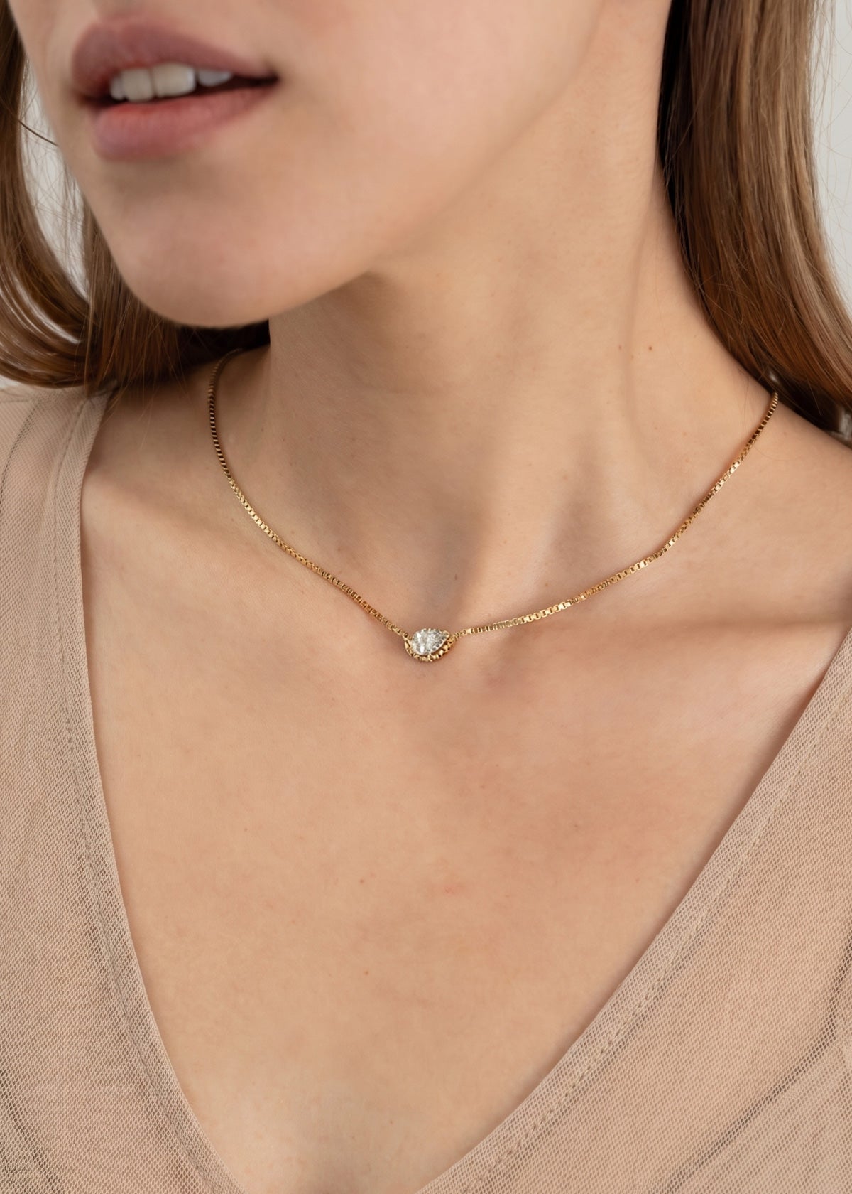 Pear Diamond Trace Necklace
