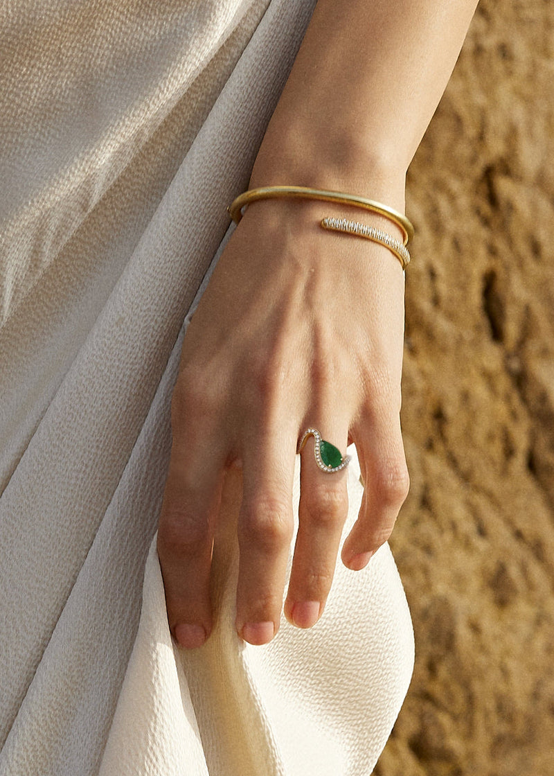 Emerald Trace Pavé Ring