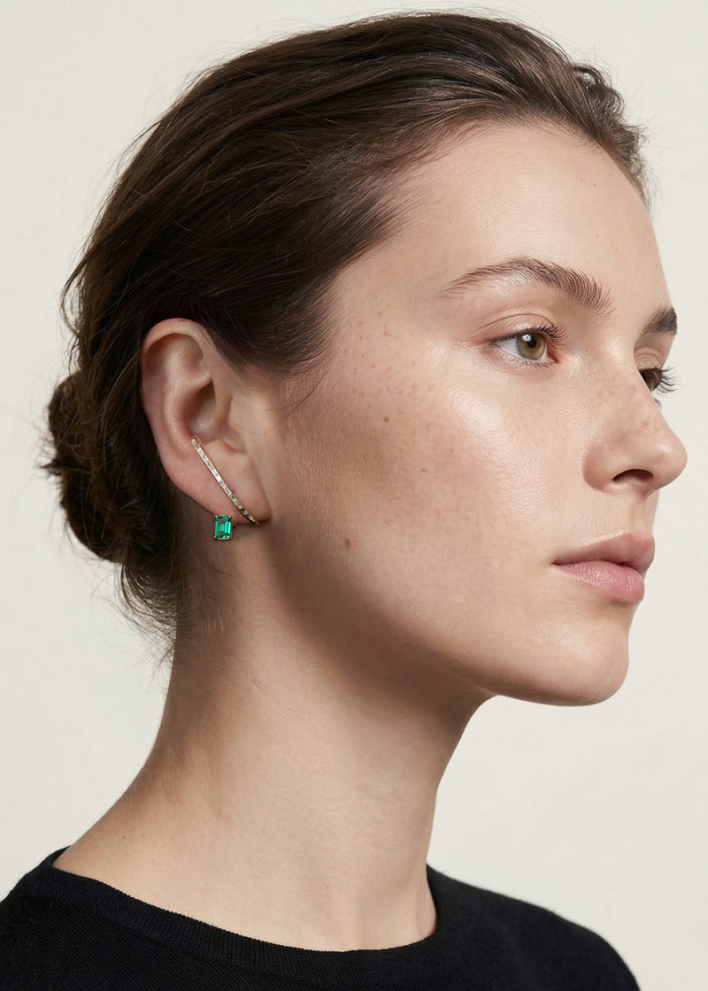 Emerald Crescendo Flare Earring