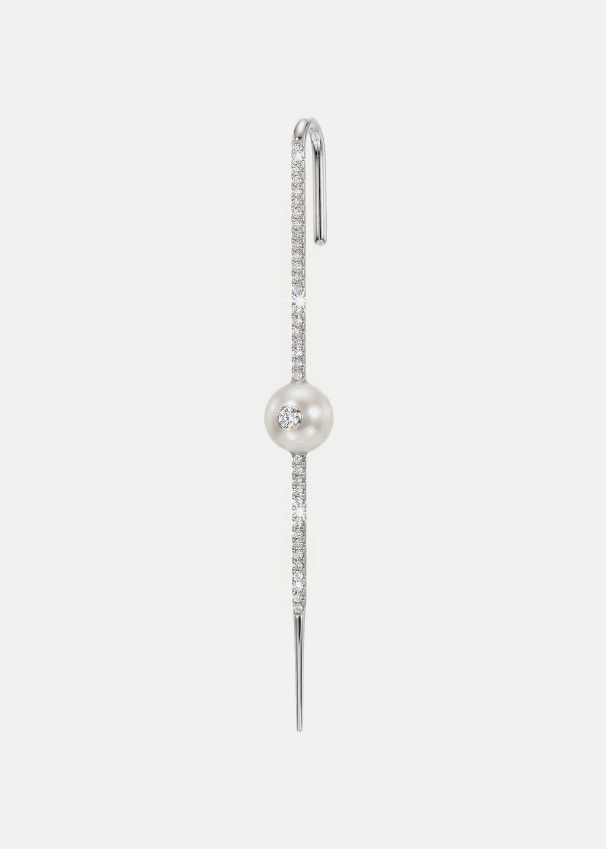 Floating Pearl Pavé Ear Pin