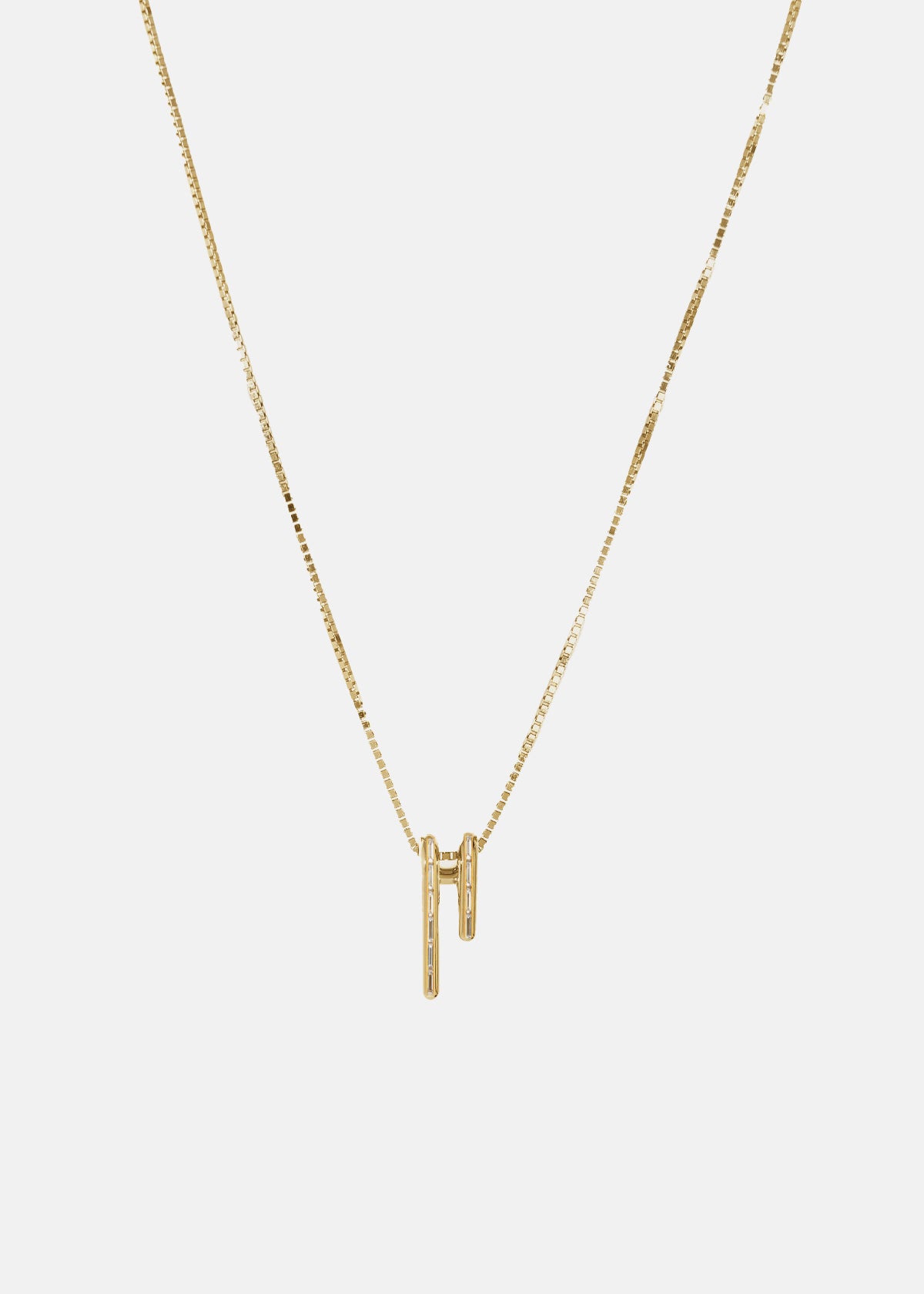 Mono Pendant Necklace - Baguette Diamonds