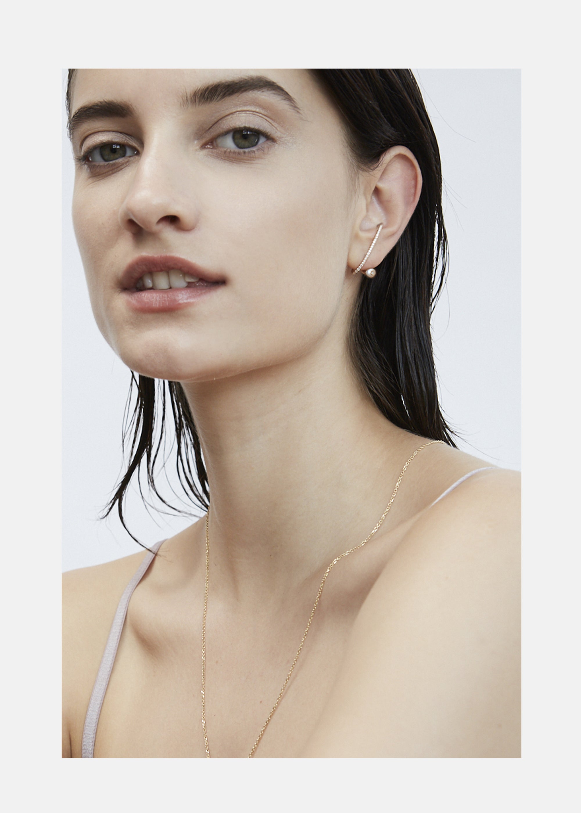 Crescendo Flare Pearl Pavé Earring