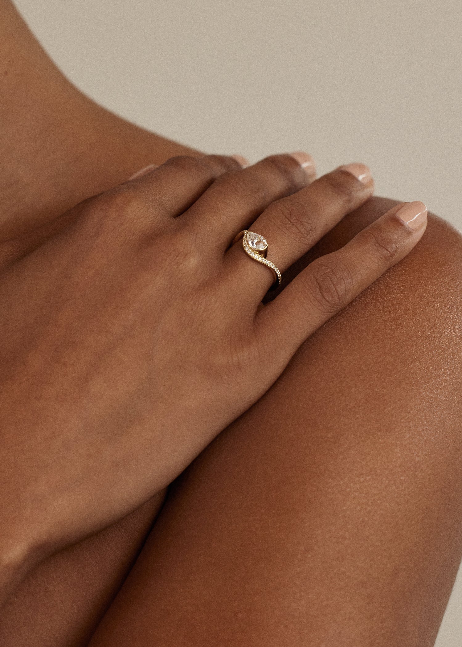 Mini Pear Diamond Trace Pavé Ring