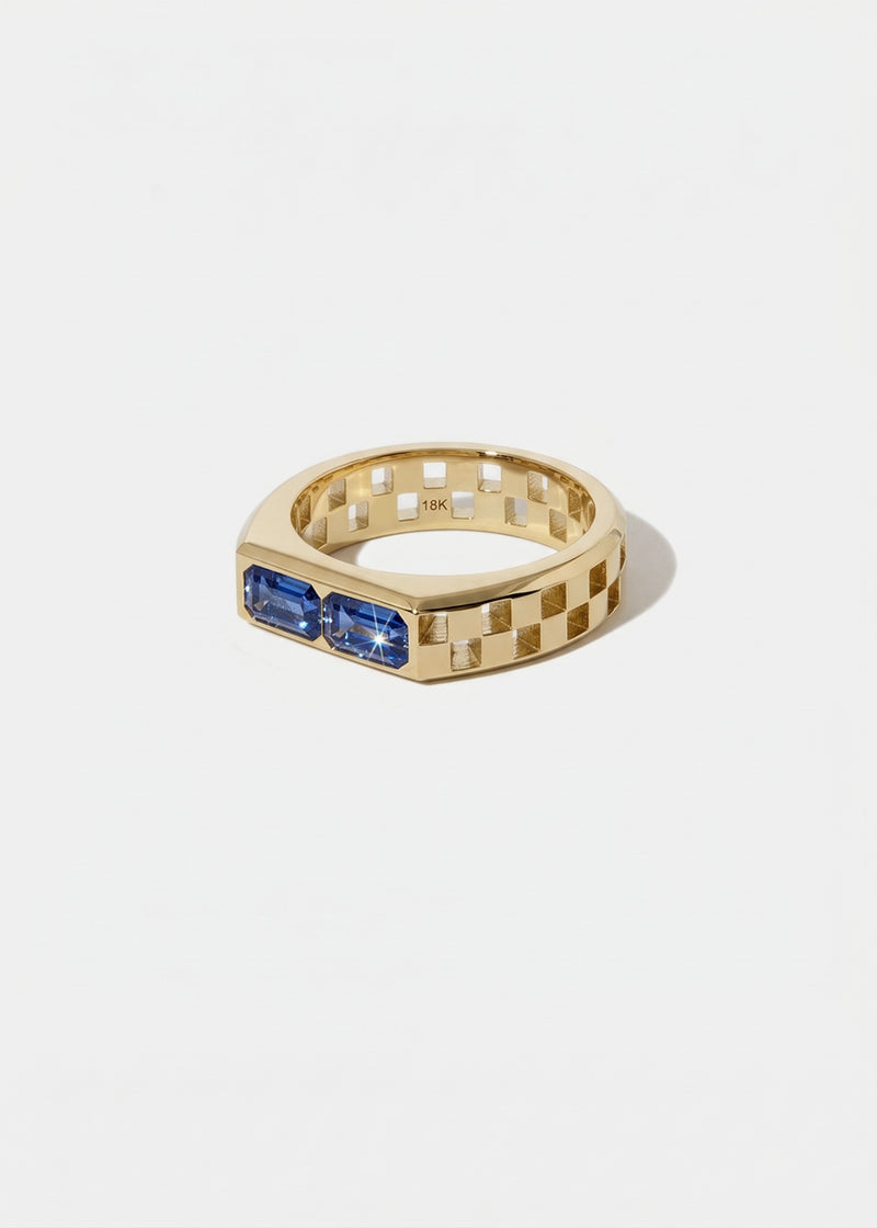 Anerise Signet Ring - Twin Sapphire