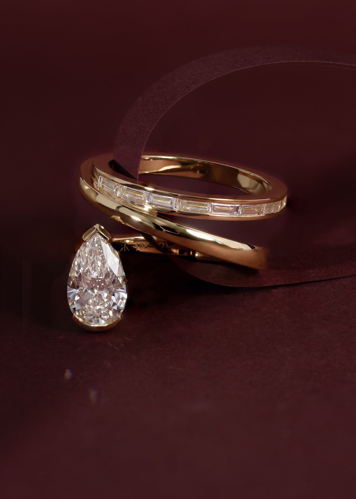 Pear Double Flare Ring