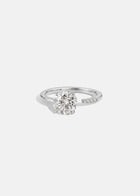 KATKIM 18k white gold Brilliant Crescendo Ring with a floating round brilliant diamond on a tapered open band