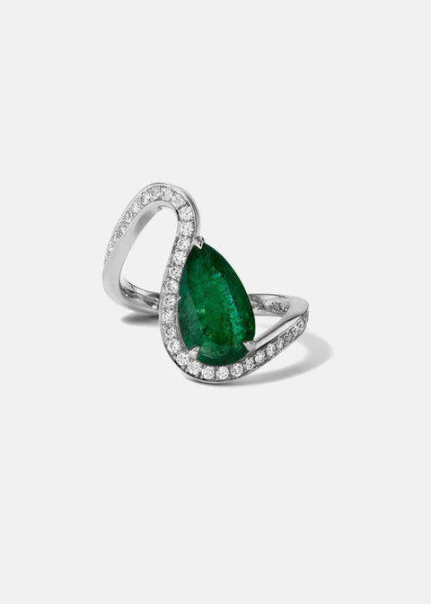 Emerald Trace Pavé Ring