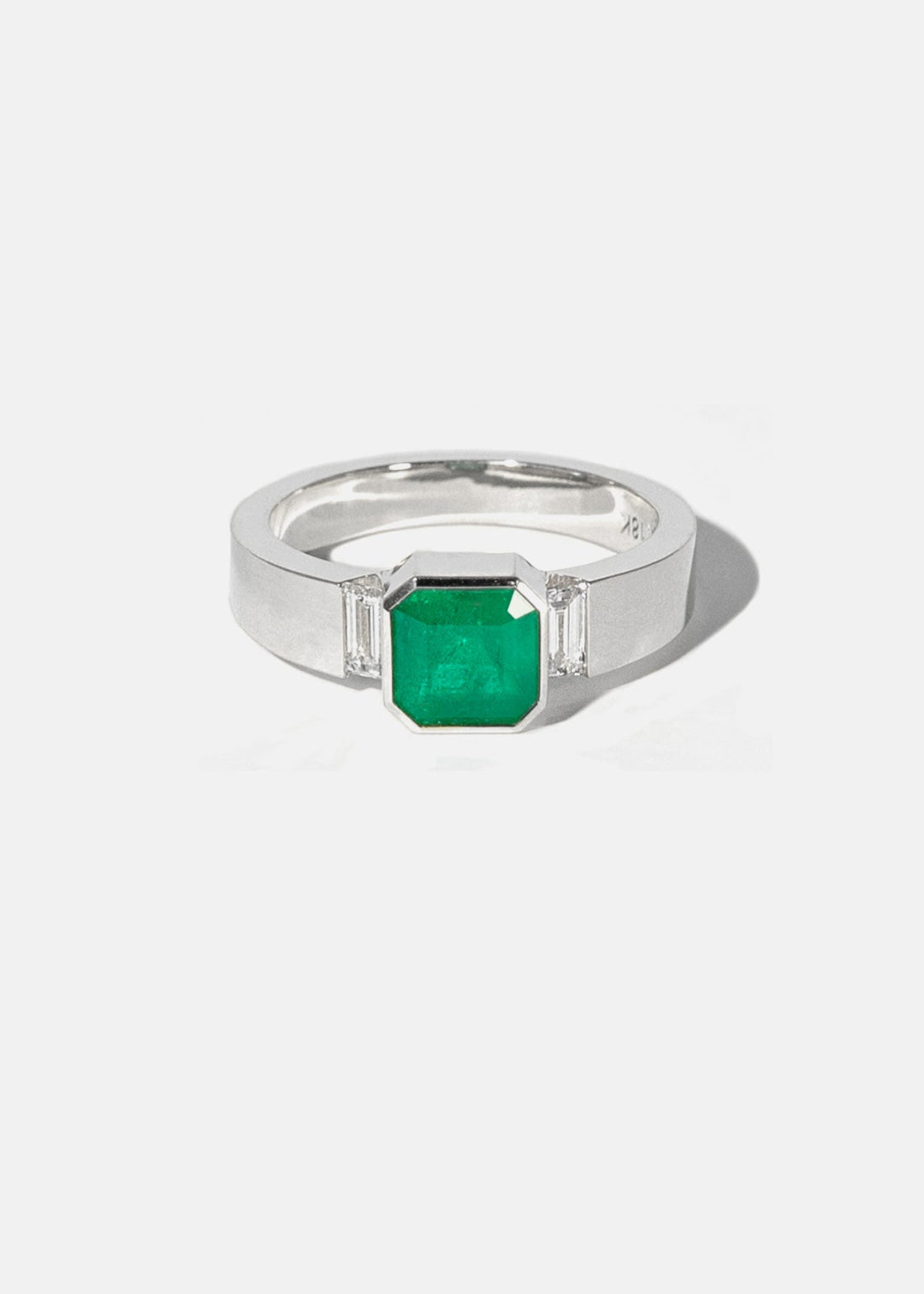 Asscher Emerald Shadow Signet Ring