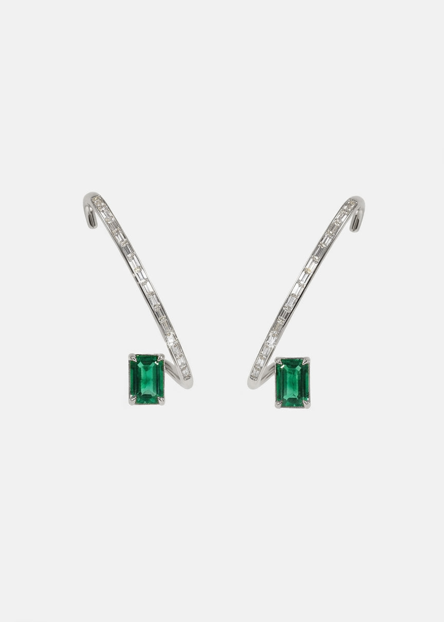 Emerald Crescendo Flare Earring