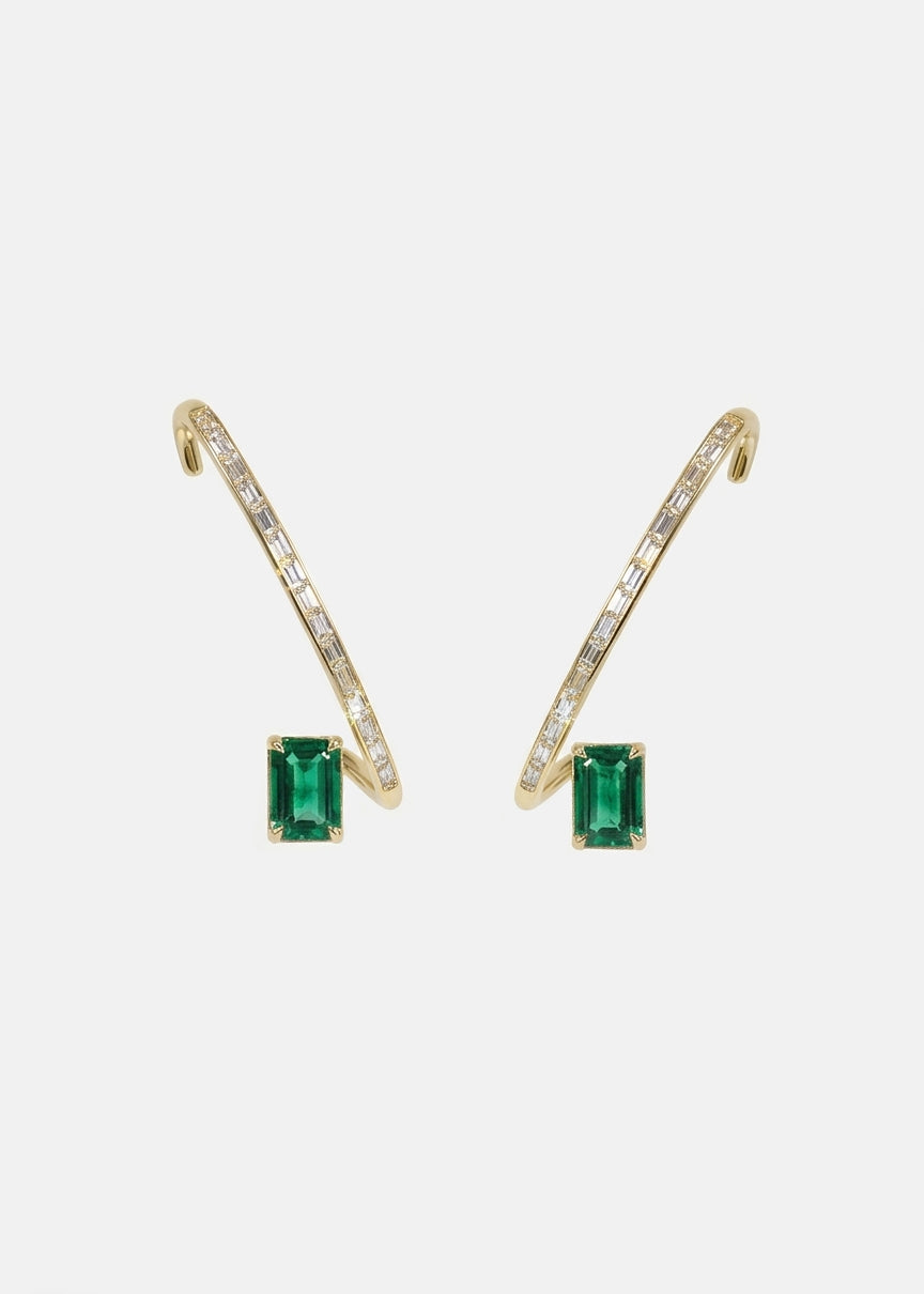 Emerald Crescendo Flare Earring