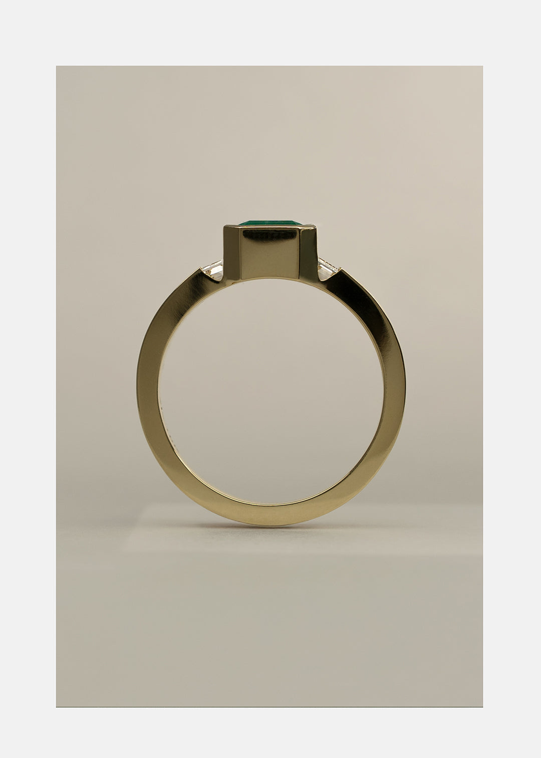 Asscher Emerald Shadow Signet Ring