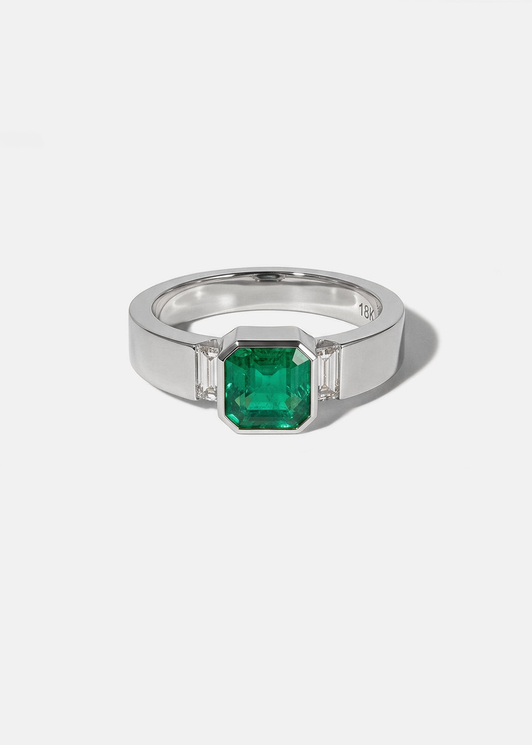 Asscher Emerald Shadow Signet Ring