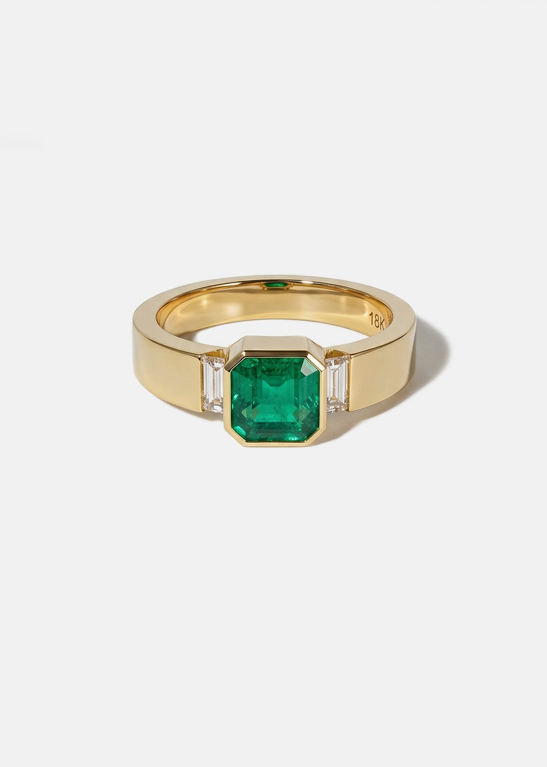 Asscher Emerald Shadow Signet Ring