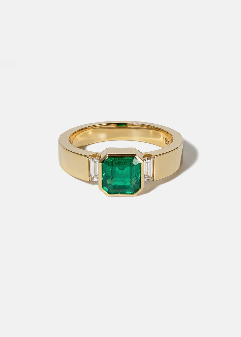 Asscher Emerald Shadow Signet Ring
