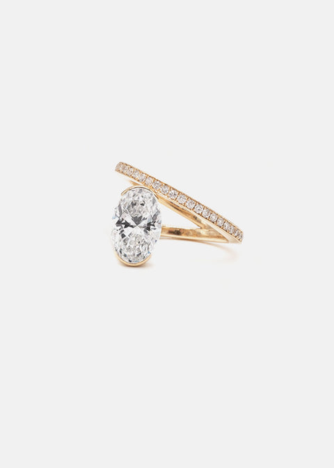 Oval Crescendo Flare Pavé Ring