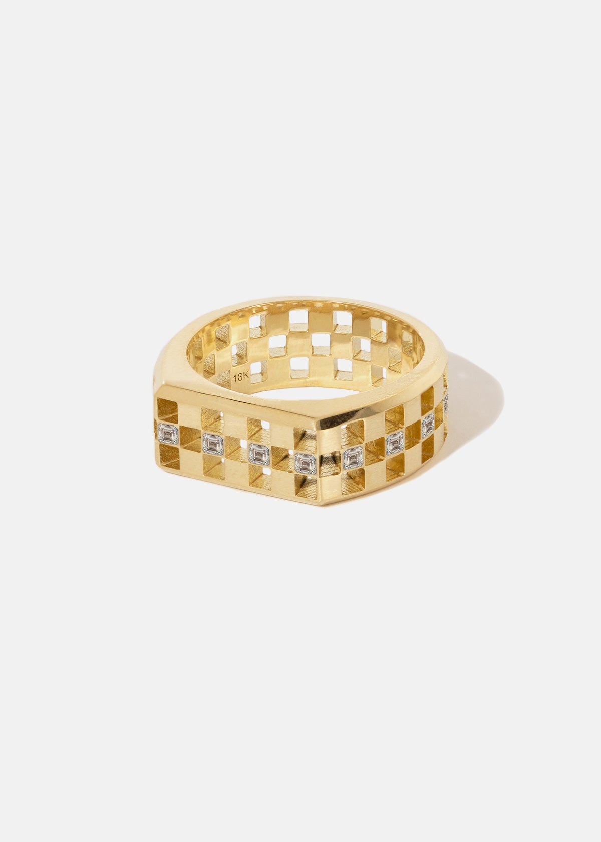 Grande Anerise Signet Diamond Ring - Single Row