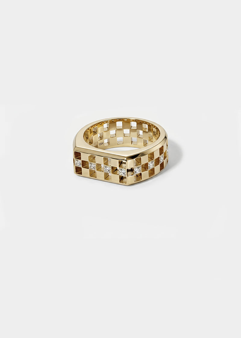 Grande Anerise Signet Diamond Ring - Single Row