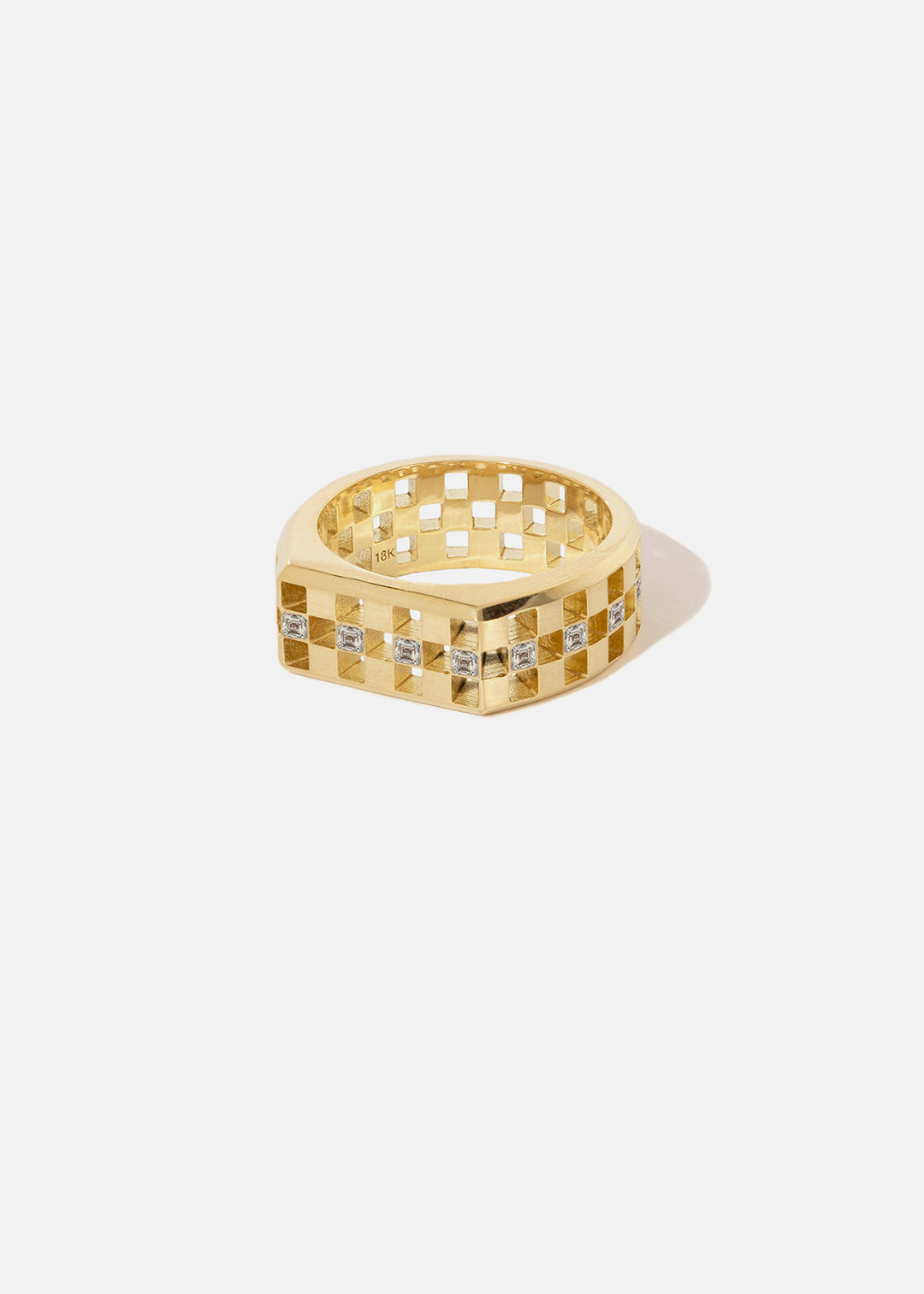 Grande Anerise Signet Diamond Ring - Single Row
