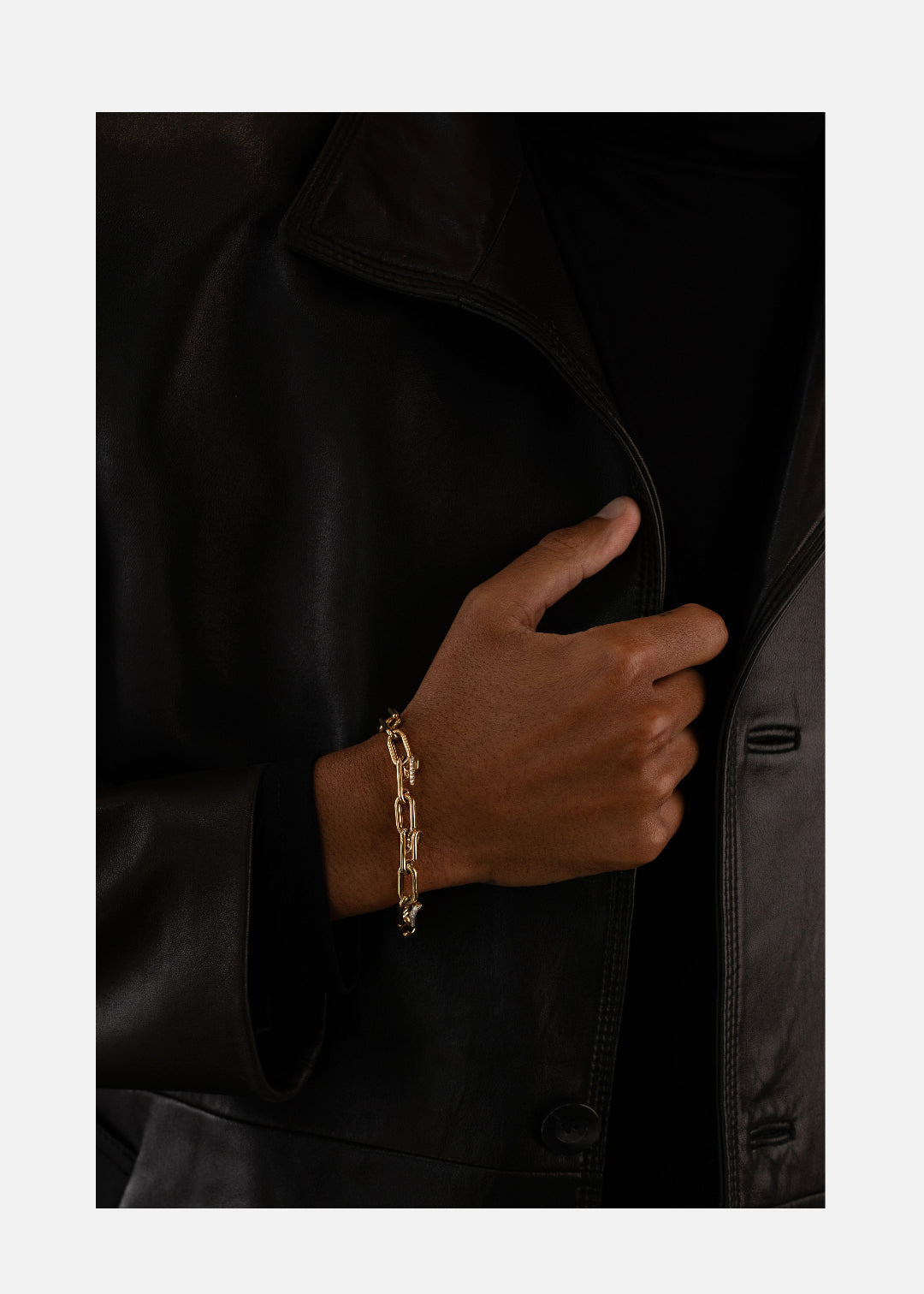 Grande Mono Half Pavé Chain Bracelet