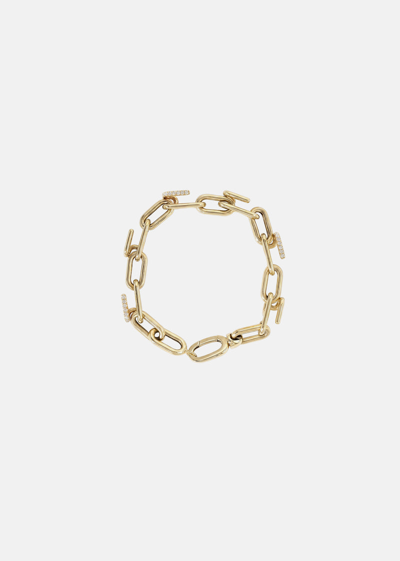 Grande Mono Half Pavé Chain Bracelet