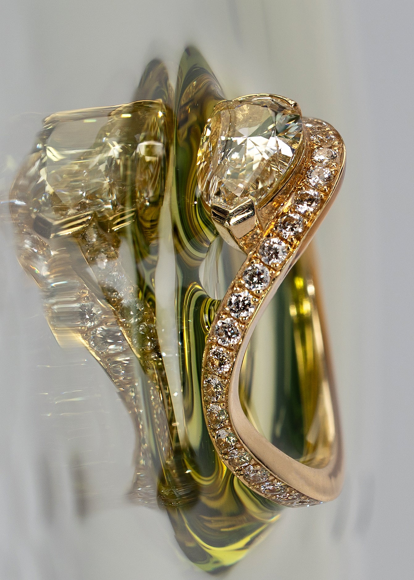 Mini Pear Diamond Trace Pavé Ring