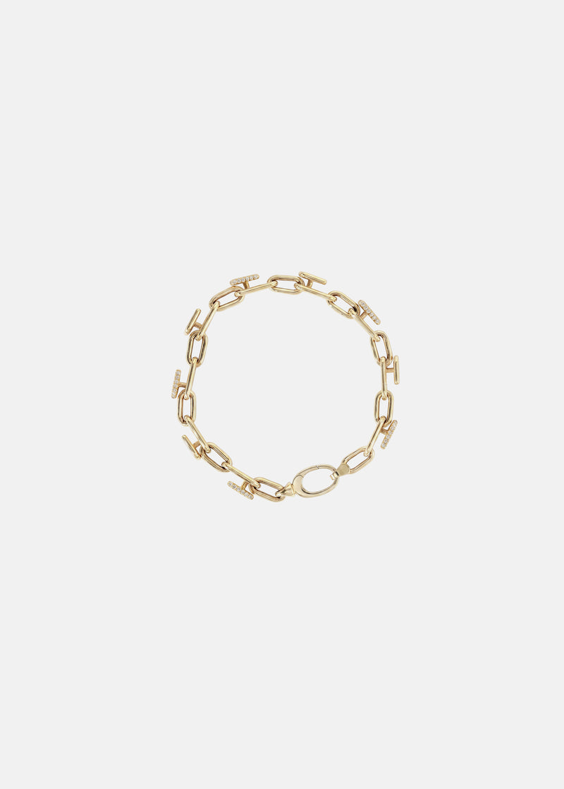 Mono Half Pavé Chain Bracelet