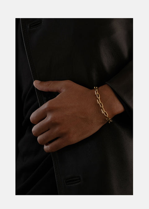 Mono Half Pavé Chain Bracelet