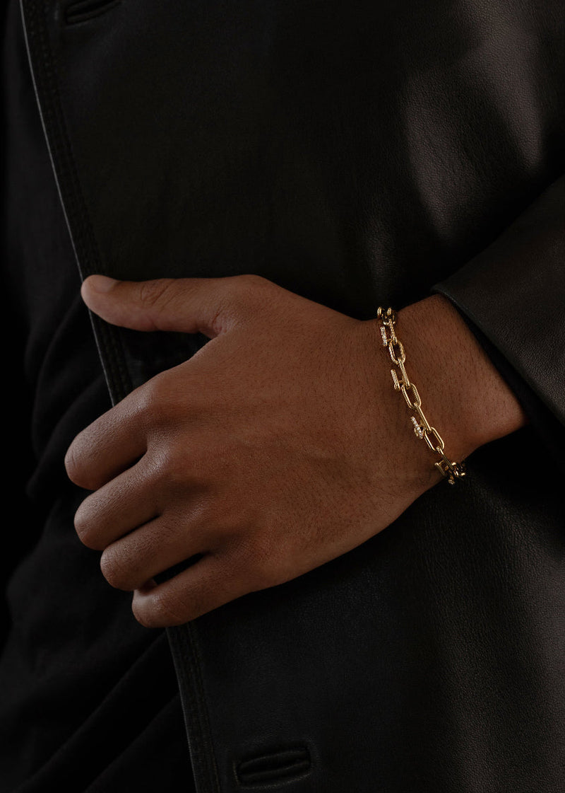 Mono Half Pavé Chain Bracelet