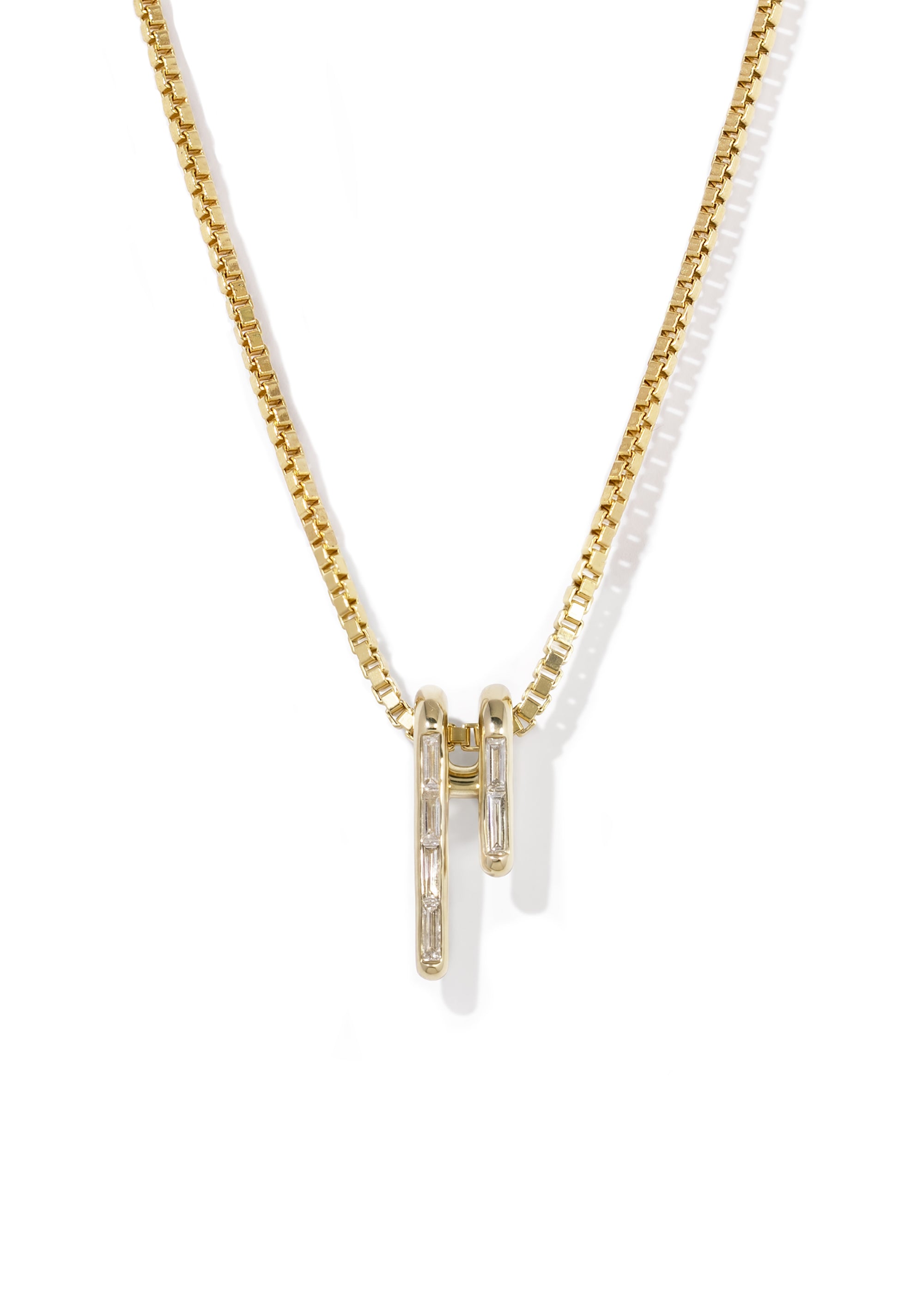 Mono Pendant Necklace - Baguette Diamonds