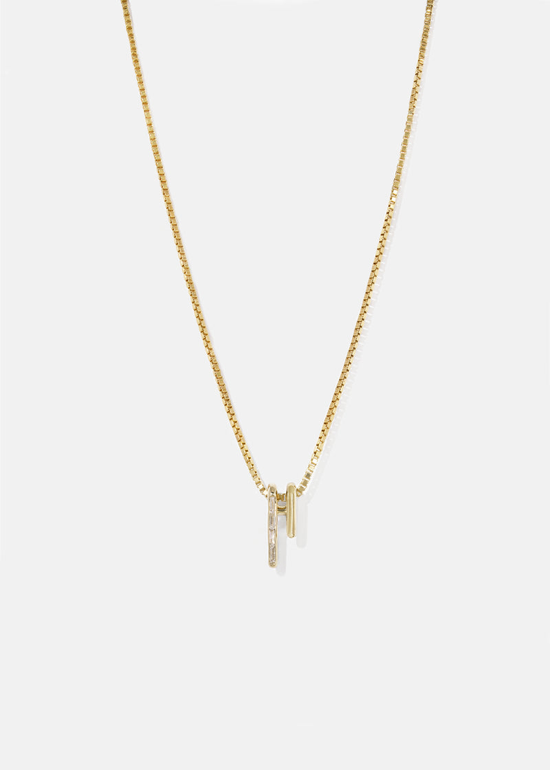 Mono Pendant Necklace - Half Baguette Diamonds