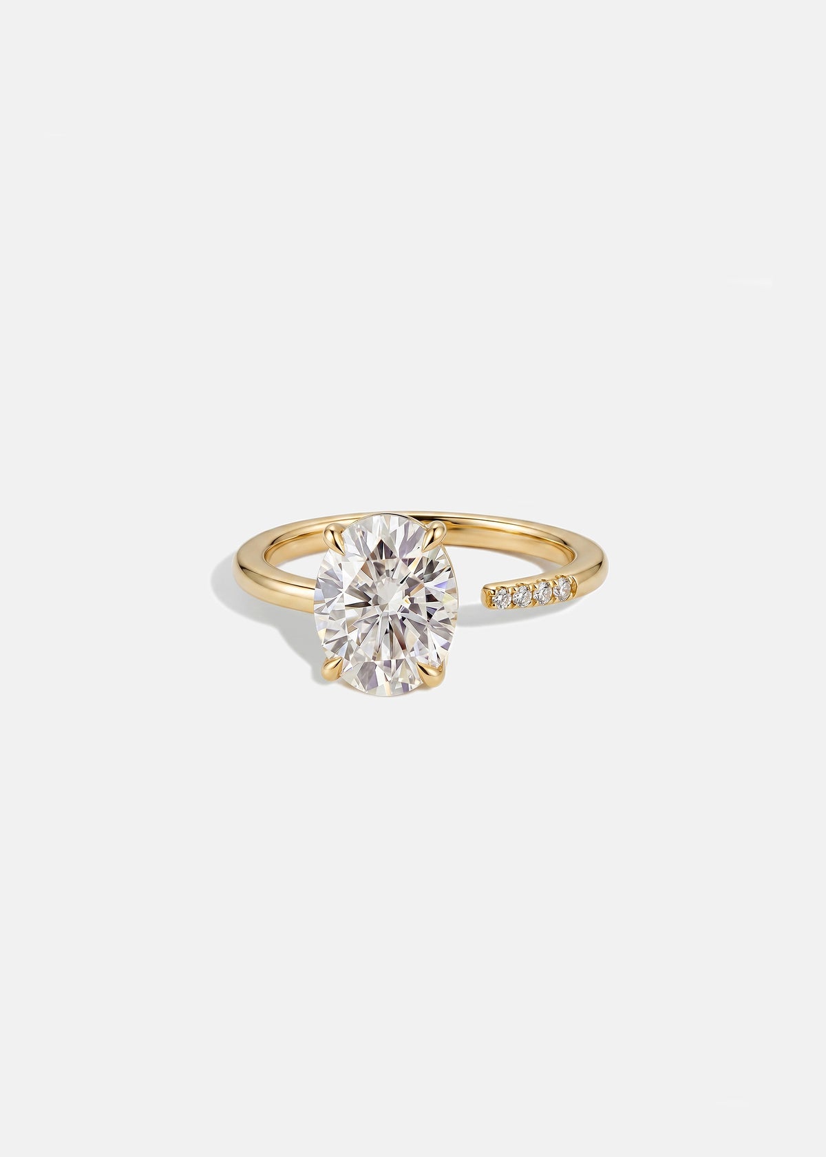 KATKIM 18k yellow gold Brilliant Crescendo Ring with a floating oval diamond on a tapered open band