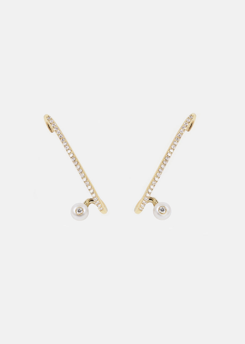 Crescendo Flare Pearl Pavé Earring