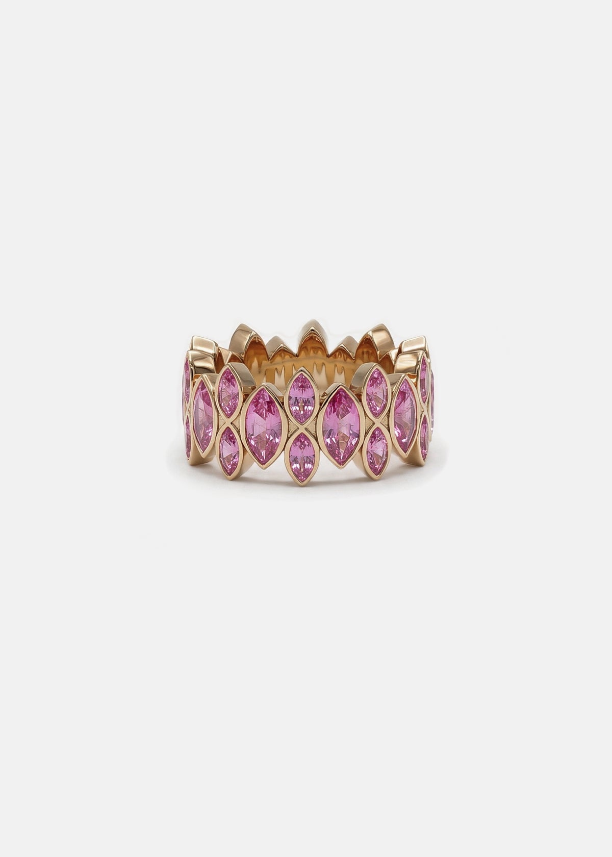 Pink Sapphire Marquise Cove Ring