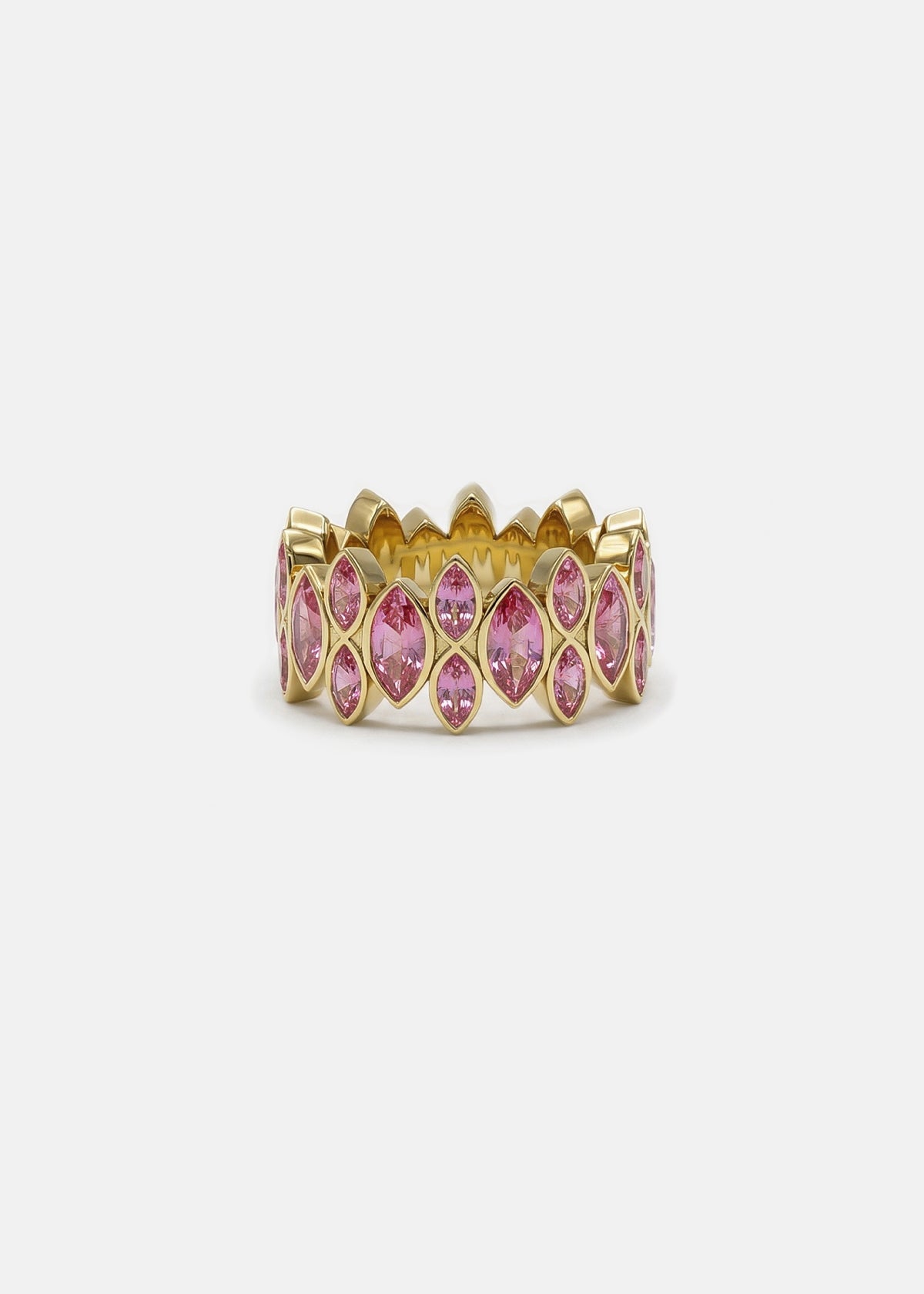 Pink Sapphire Marquise Cove Ring
