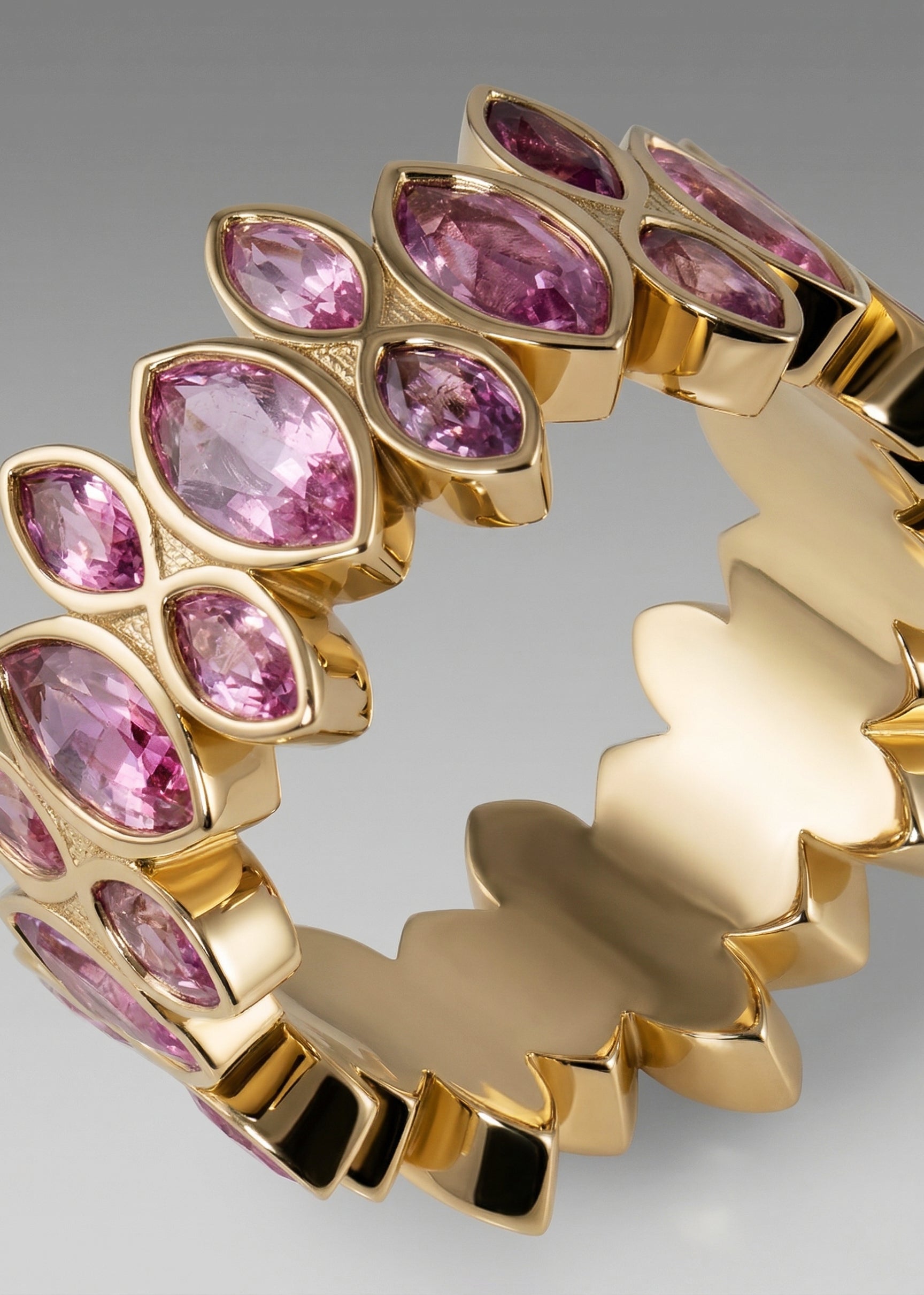 Pink Sapphire Marquise Cove Ring