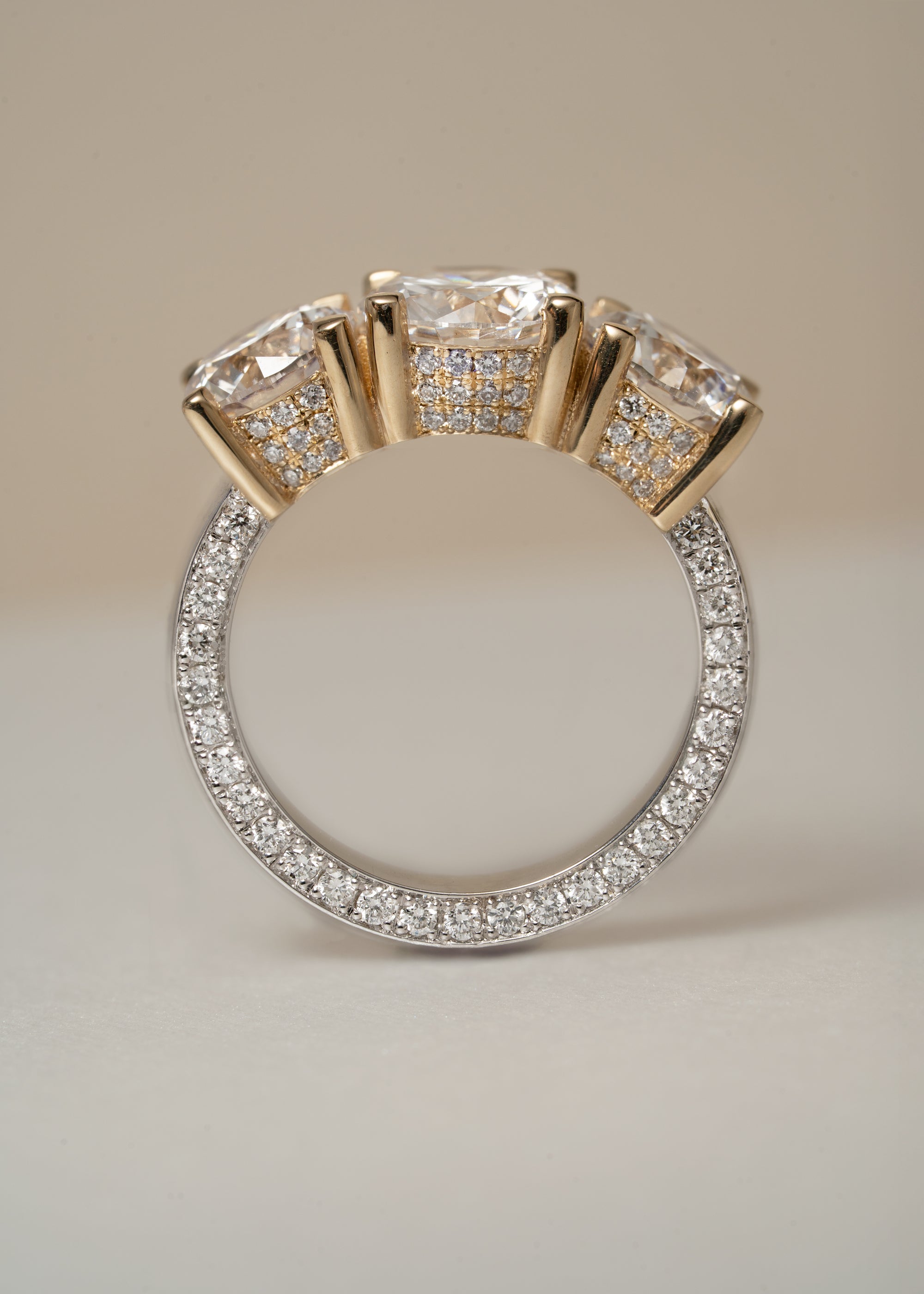 Three Stone Cerré Ring